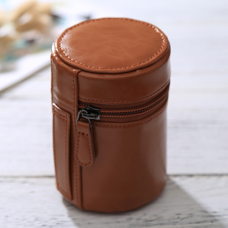 CAOMING Small Lens Case Zippered PU Leather Pouch Box for DSLR Camera Lens Color : Black 11x8x8cm Durable Size