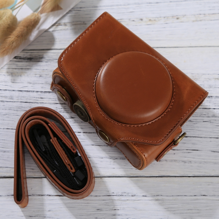 

Full Body Camera PU Leather Case Bag with Strap for Canon PowerShot SX730 HS / SX720 HS (Brown)