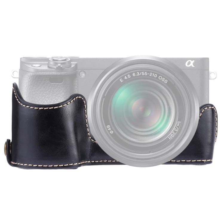 

1/4 inch Thread PU Leather Camera Half Case Base for Sony A6400 / ILCE-A6400 (Black)