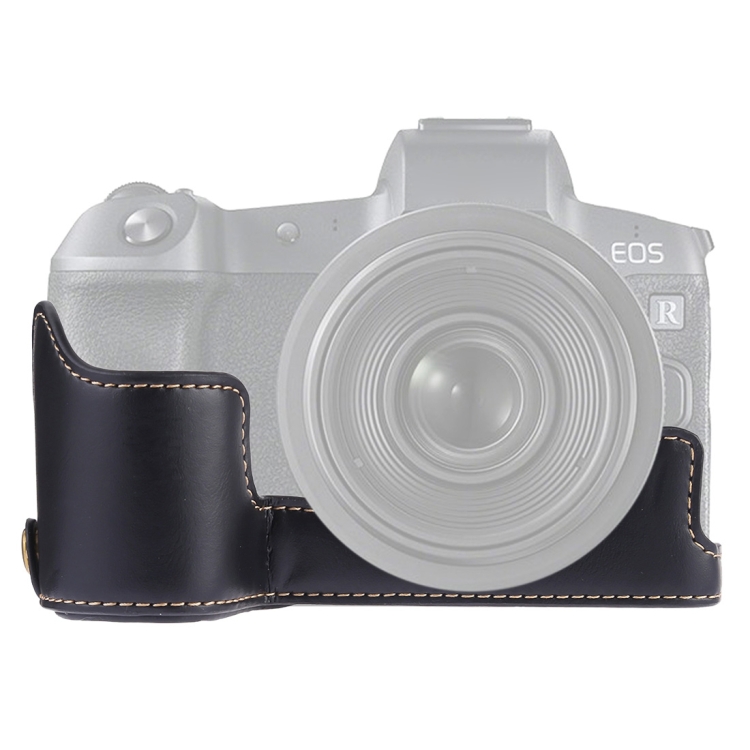 

1/4 inch Thread PU Leather Camera Half Case Base for Canon EOS R (Black)
