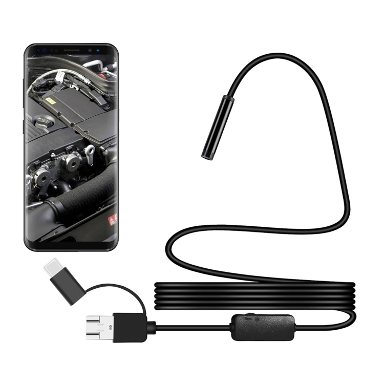 

Y101 8mm Spiral Head 3 In 1 Waterproof Digital Endoscope Inspection Camera, Length: 2m Flexible Cable(Black)
