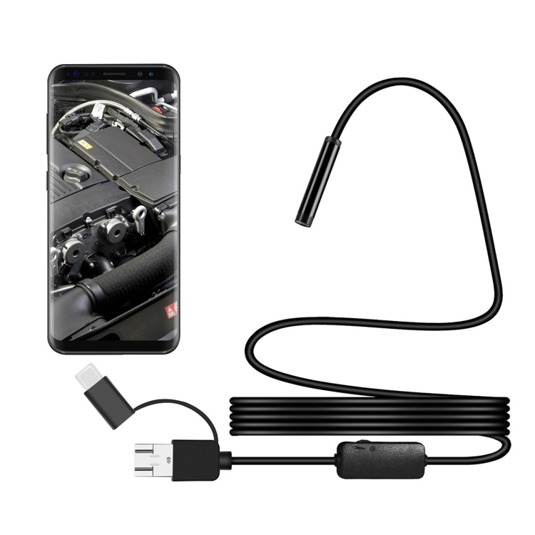 

Y101 8mm Spiral Head 3 In 1 Waterproof Digital Endoscope Inspection Camera, Length: 2m Hard Cable (Black)