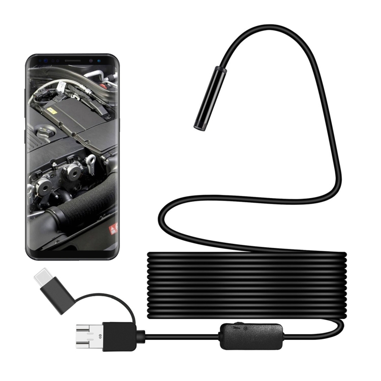 

Y101 8mm Spiral Head 3 In 1 Waterproof Digital Endoscope Inspection Camera, Length: 5m Hard Cable (Black)