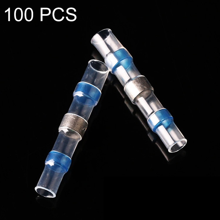 

100 PCS AWG16-14 1.5-2.5mm Seal Heat Shrink Butt Wire Connectors Blue Terminals Solder Sleeve(Blue)