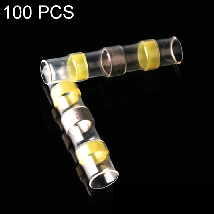 

100 PCS AWG12-10 4-6mm Seal Heat Shrink Butt Wire Connectors Yellow Terminals Solder Sleeve(Yellow)