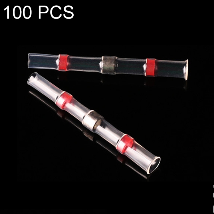 

100 PCS AWG22-18 0.5-1.5mm Seal Heat Shrink Butt Wire Connectors Red Terminals Solder Sleeve(Red)