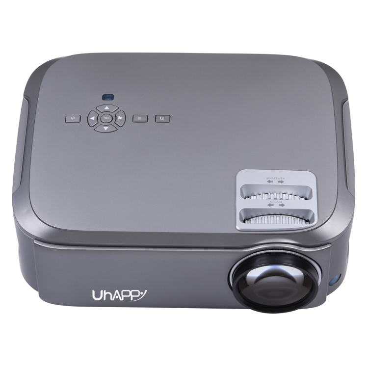

UHAPPY U76 Single LCD Panel 1080P LED HD Mini Projector with Remote Control, Support AV / VGA / USB x 2 / HDMI x 2 / Y.Pb.Pr (Grey)