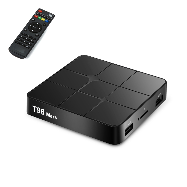 

T96 Mars 4K HD Smart TV Box with Remote Controller, Android 7.1.2, S905W Quad-Core 64-Bits ARM Cortex-A53, 1GB+8GB, Support TF Card, HDMI, LAN, AV, WiFi(Black)