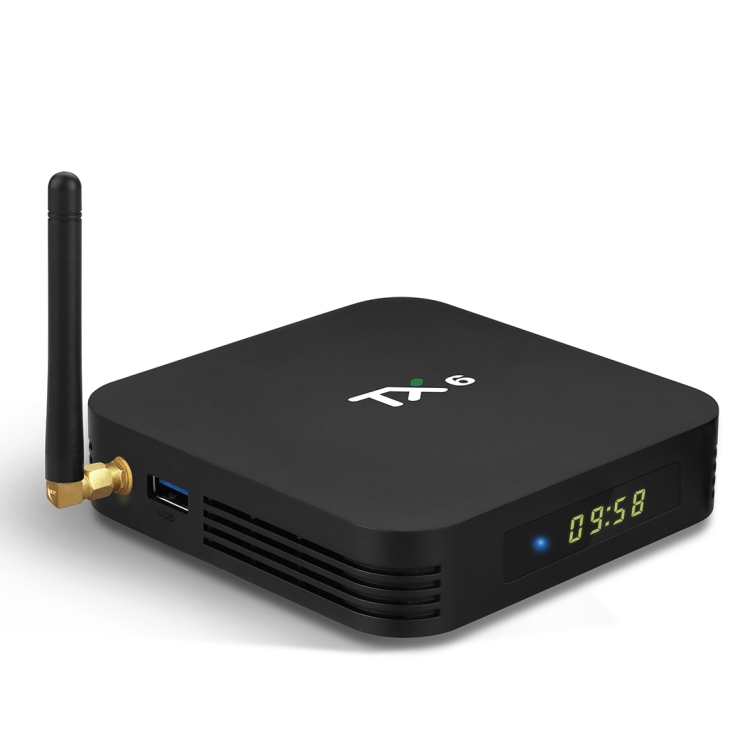 

TX6 4K UHD Smart TV Box with Remote Controller, Android 7.1 Allwinner H6 Quad Core ARM Cortex-A53 1.5 GHz, 4GB+32GB, Support Dual Band WiFi & HDMI & RJ45 & TF Card & SPDIF (Black)