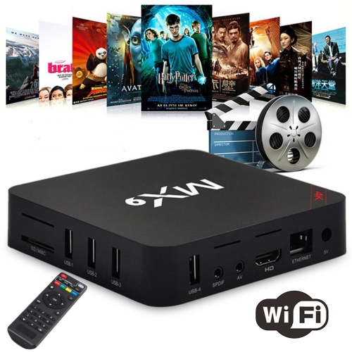 

MX9 4K TV Box Android 10.0 Media Player wtih Remote Control, Allwinner H3 Quad Core ARM Cortex-A7, 1GB+8GB, 5G WiFi / Ethernet / TF / USB