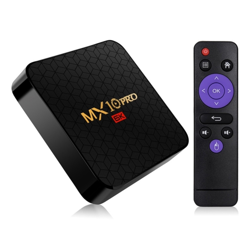 

MX10 Pro 6K TV Box Android 9.0 Media Player wtih Remote Control, Allwinner H6 Quad Core 64-bit ARM Cortex-A53, 4GB+32GB, Ethernet / TF / USB