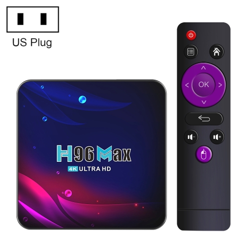 

H96 Max V11 4K Smart TV BOX Android 11.0 Media Player wtih Remote Control, RK3318 Quad-Core 64bit Cortex-A53, RAM: 2GB, ROM: 16GB, Support Dual Band WiFi, Bluetooth, Ethernet, US Plug