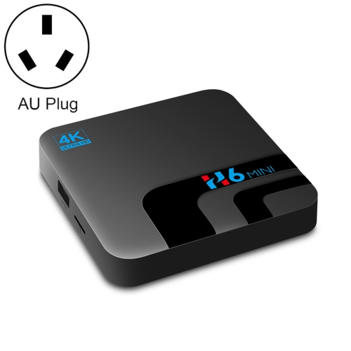 

H6 Mini 4K Ultra HD Smart TV BOX Android 10 Media Player wtih Remote Control, Allwinner H313 Quad-core ARM Cortex-A53, RAM: 2GB, ROM: 8GB, Support WiFi, Bluetooth, Ethernet, AU Plug