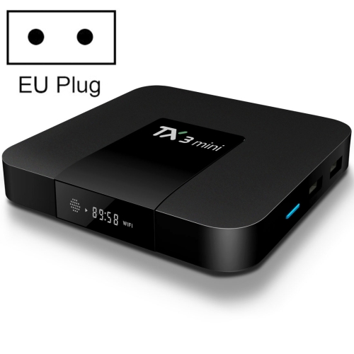 

TX3 Mini 4K*2K Display HD Smart TV BOX Player with Remote Controller, Android 7.1 OS Amlogic S905W up to 2.0 GHz, Quad core ARM Cortex-A53, RAM: 2GB DDR3, ROM: 16GB, Supports WiFi & TF & AV In & DC In(Black)