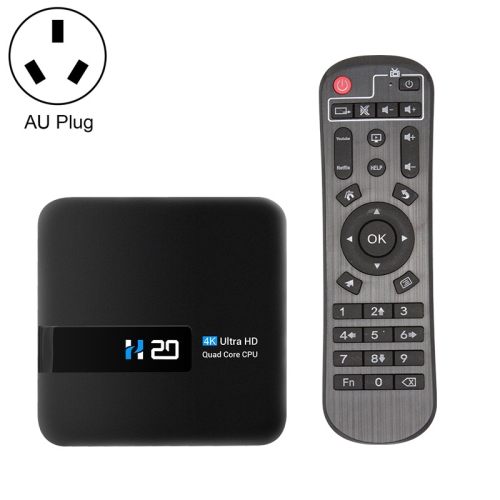 

H20 4K Ultra HD Smart TV BOX Android 10.0 Media Player wtih Remote Control, Quad-core, RAM: 2GB, ROM: 16GB (AU Plug)