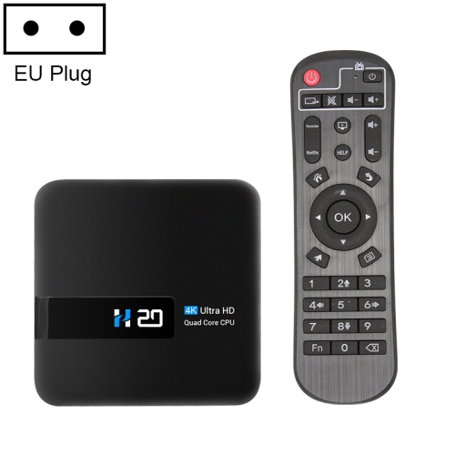 

H20 4K Ultra HD Smart TV BOX Android 10.0 Media Player wtih Remote Control, Quad-core, RAM: 2GB, ROM: 16GB(EU Plug)