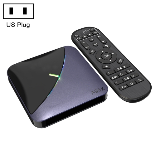 

A95X F3 RGB Light 4K Smart TV BOX Android 9.0 Media Player wtih Remote Control, Quad-core Amlogic S905X3, RAM: 4GB, ROM: 64GB, US Plug