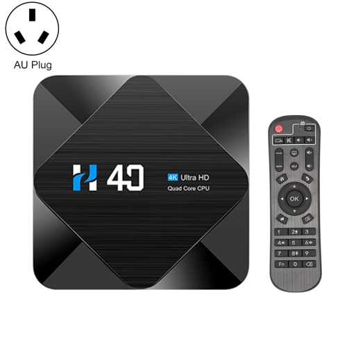 

H40 6K HDR Smart TV BOX Android 10.0 Media Player wtih Remote Control, Quad Core Allwinner H616, RAM: 2GB, ROM: 16GB, 2.4GHz/5GHz WiFi, AU Plug