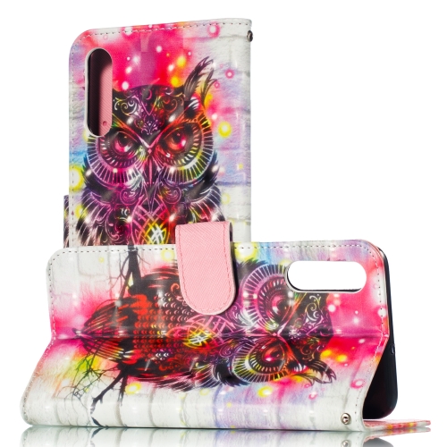 

3D Pattern Colored Drawing Horizontal Flip Leather Case for Galaxy A50, with Holder & Card Slots & Wallet & Lanyard(Owl)
