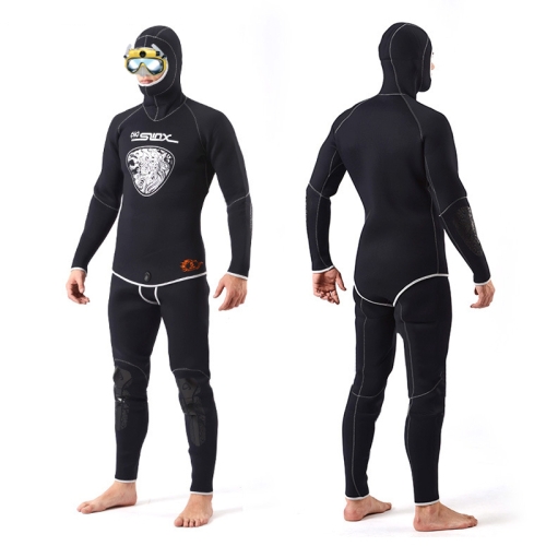 

SLINX 1301 2 in 1 5mm Neoprene Super Elastic Wear-resistant Warm Long-sleeved Split Wetsuit Set for Men, with Hood, Size: M