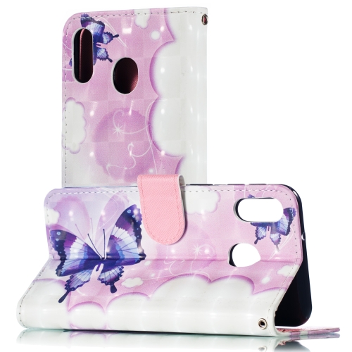 

3D Pattern Colored Drawing Horizontal Flip Leather Case for Galaxy M20, with Holder & Card Slots & Wallet & Lanyard(Swallowtail Butterfly)