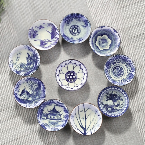 

10 PCS Household Hand-painted Ceramics Kung Fu Tea Set Teacup Tea Bowl, Size:Small