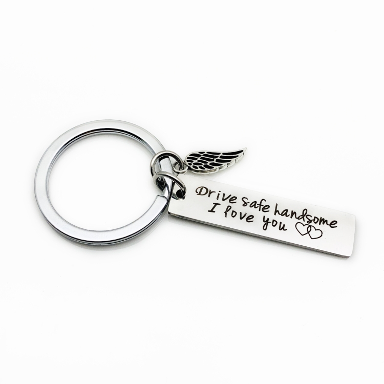 

Creative Drive Safe Handsome Words Stainless Steel Keychain Key Rings(Wing)