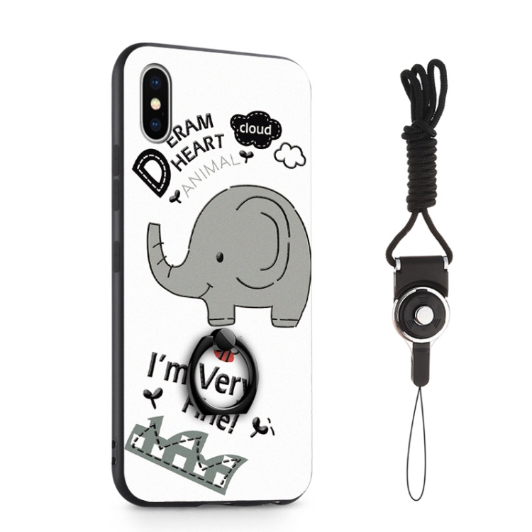 

Painted 3D Embossed Shockproof Case with Holder For iPhone XS / X(Elephant)