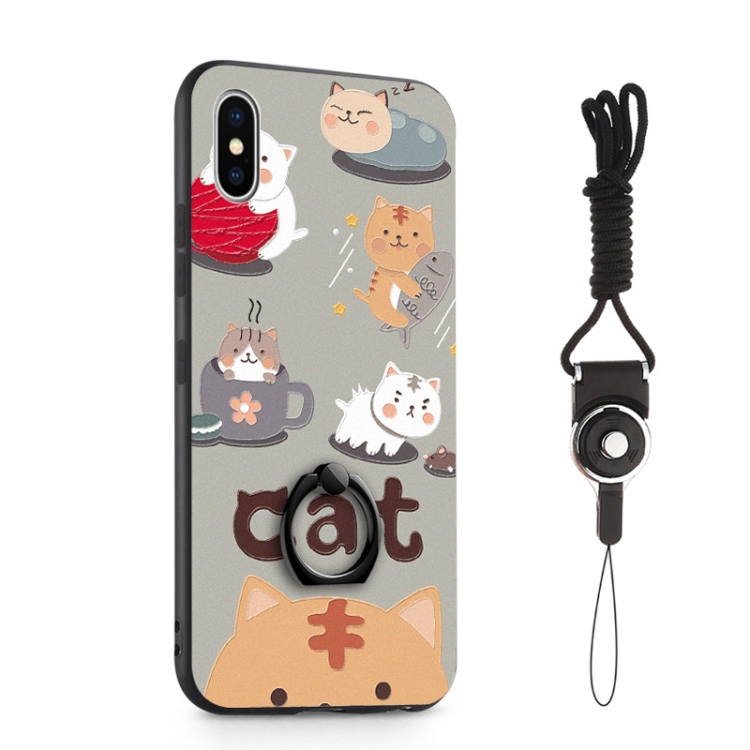 

Painted 3D Embossed Shockproof Case with Holder For iPhone XS Max(Cats)