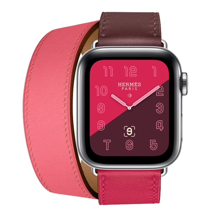 

Two Color Double Loop Leather Wrist Strap Watchband for Apple Watch Series 3 & 2 & 1 38mm, Color:Wine Red+Deep Rose Red+Light Rose Red