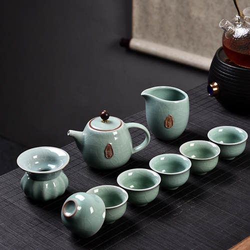 

Ge Kiln Ceramic Kungfu Teaware Teacup Teapot Set, Color:Blue