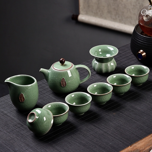 

Ge Kiln Ceramic Kungfu Teaware Teacup Teapot Set, Color:Green