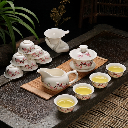 

Ceramics Kung Fu Teaware Teapot Teacup Set(Singing Birds and Fragrant Flowers)