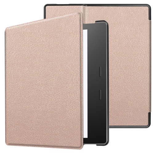 

Tri-fold Cowhide Texture Horizontal Flip Leather Case for Amazon Kindle oasis (2019), with Holder & Sleep / Wake-up Function(Gold)