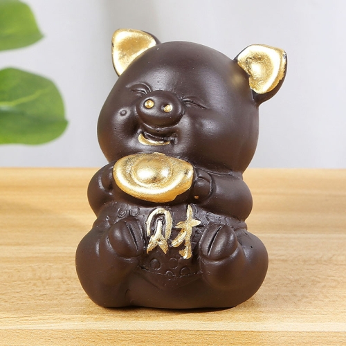 

Creative Redware Tea Favors Tea Play Kungfu Teaware Decoration, Fortune Pig Series(Wealth)