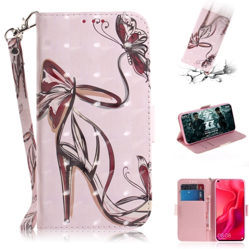 

3D Painting Pattern Coloured Drawing Horizontal Flip Leather Case with Holder & Card Slots & Wallet For Huawei nova 4(Butterfly High Heels)