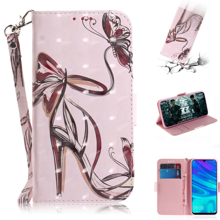 

3D Painting Pattern Coloured Drawing Horizontal Flip Leather Case with Holder & Card Slots & Wallet For Huawei P Smart (2019) / Honor 10 Lite(Butterfly High Heels)