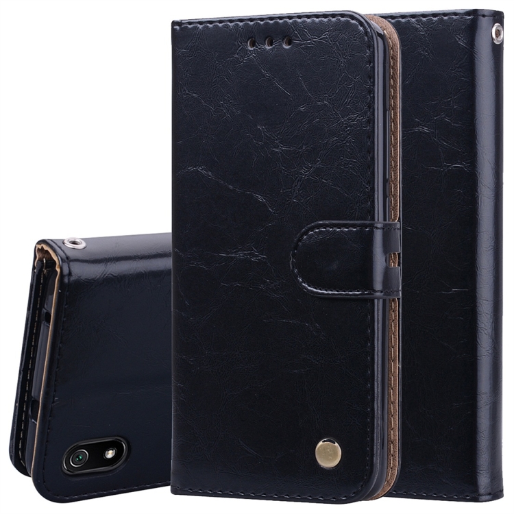 

Business Style Oil Wax Texture Horizontal Flip Leather Case for Xiaomi Redmi 7A, with Holder & Card Slots & Wallet(Black)