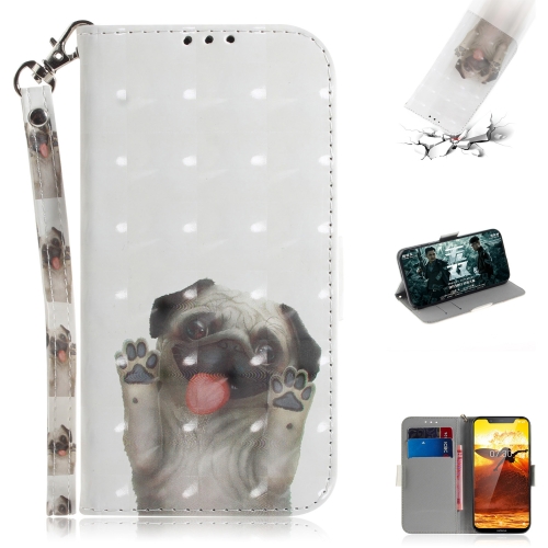 

3D Painting Pattern Coloured Drawing Horizontal Flip Leather Case with Holder & Card Slots & Wallet For Nokia 8.1 / X7(Pug)