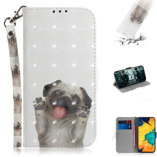 

3D Painting Pattern Coloured Drawing Horizontal Flip Leather Case with Holder & Card Slots & Wallet For Galaxy A30(Pug)