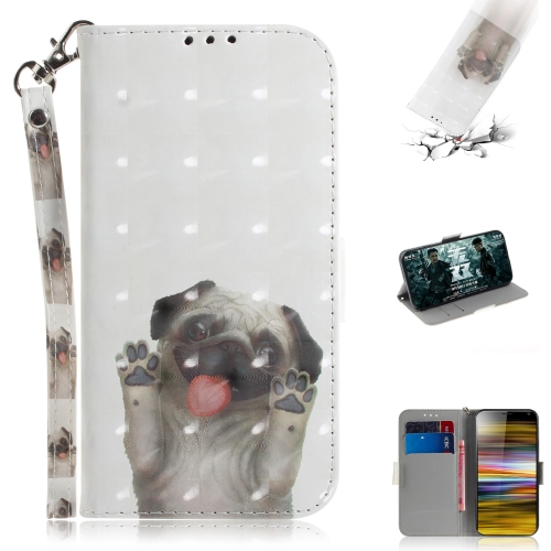 

3D Painting Pattern Coloured Drawing Horizontal Flip Leather Case with Holder & Card Slots & Wallet For Sony Xperia 10 Plus(Pug)