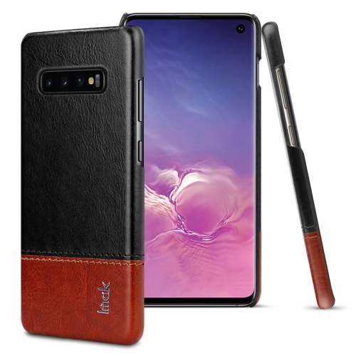 

IMAK Ruiyi Series Concise Slim PU + PC Protective Case for Galaxy S10(Black+Brown)