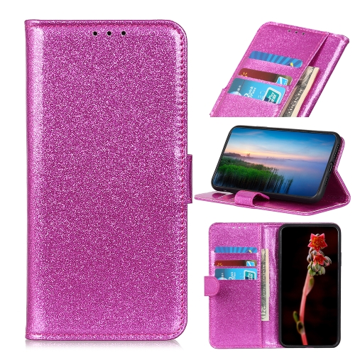 

Glitter Powder Waterproof Horizontal Flip Leather Case with Card Slots & Holder for Huawei Honor 20 Lite(Purple)