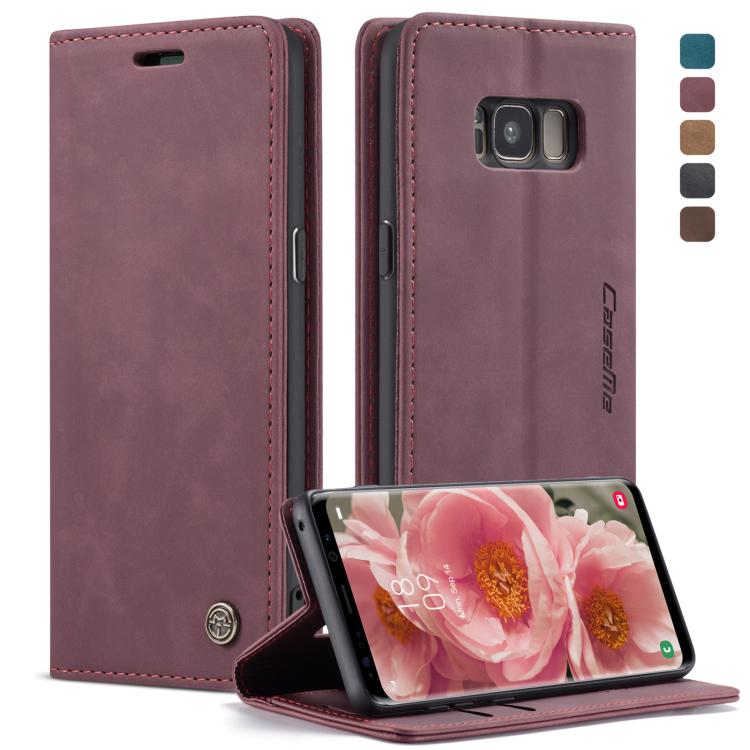

CaseMe-013 Multifunctional Retro Frosted Horizontal Flip Leather Case with Card Slot & Holder & Wallet for Galaxy S8(Wine Red)