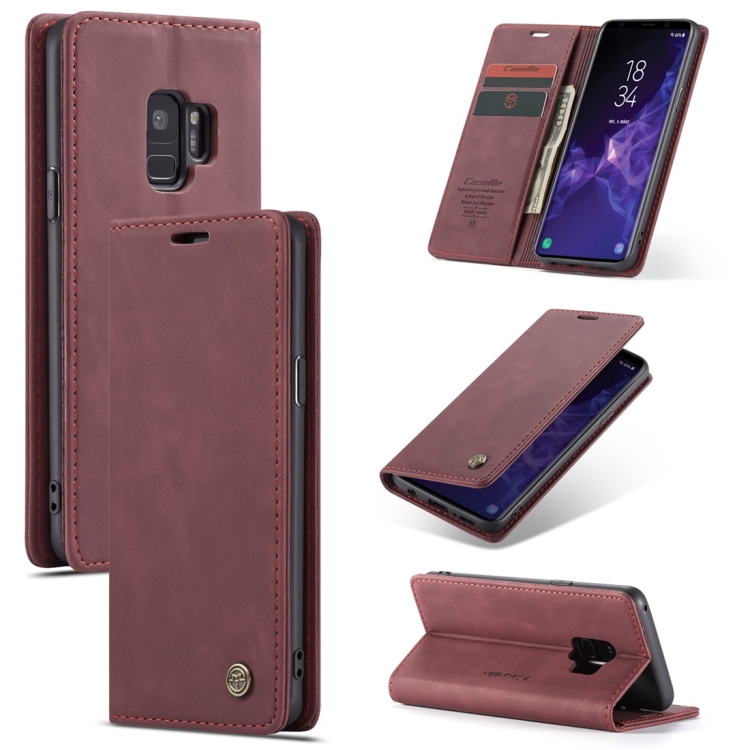 

CaseMe-013 Multifunctional Retro Frosted Horizontal Flip Leather Case with Card Slot & Holder & Wallet for Galaxy S9(Wine Red)