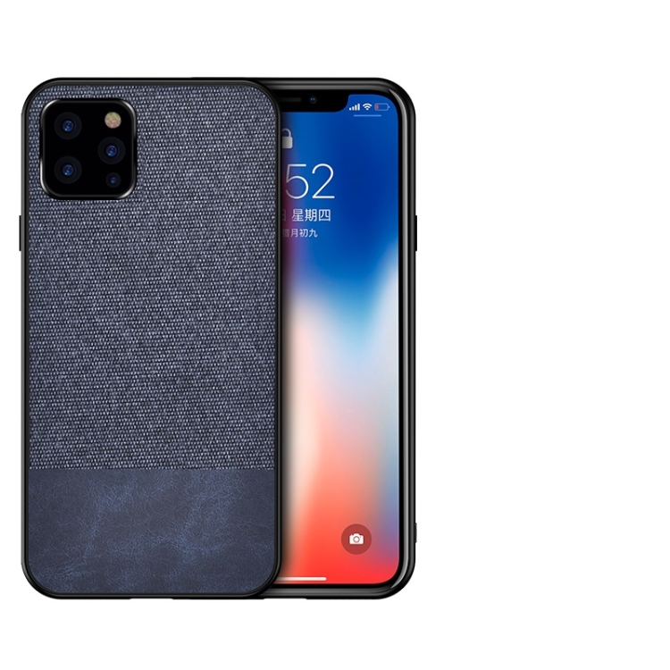 

Shockproof Splicing PU + Cloth Protective Case for iPhone 11 Pro Max(Blue)