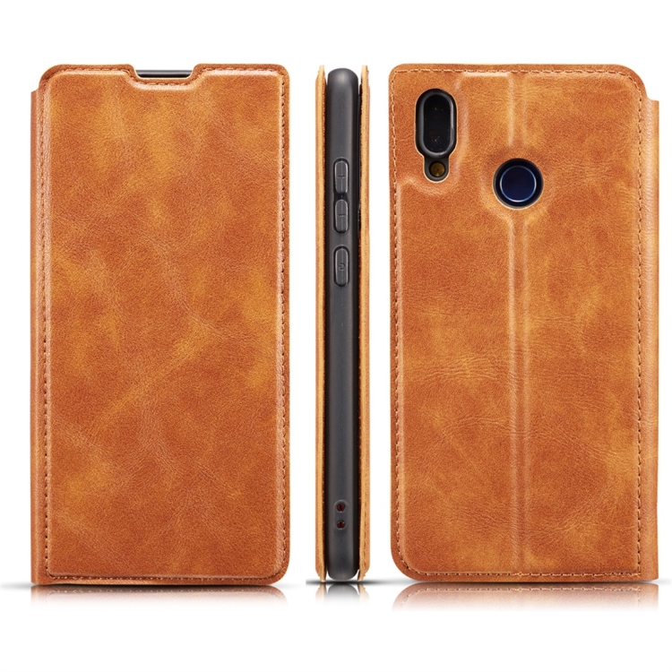

Retro Simple Ultra-thin Magnetic Horizontal Flip Leather Case with Holder & Card Slots & Lanyard for Galaxy A20e(Brown)