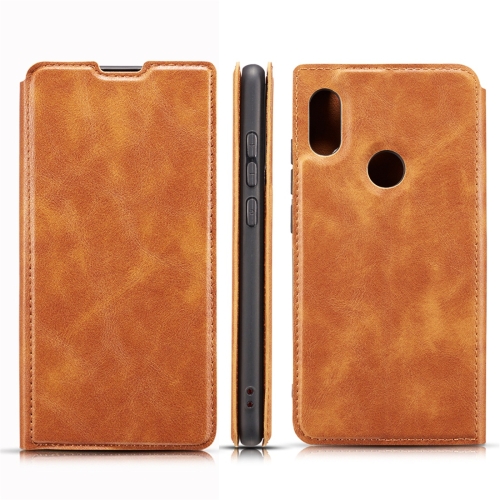 

Retro Simple Ultra-thin Magnetic Horizontal Flip Leather Case with Holder & Card Slots & Lanyard for Galaxy M30 / A40S(Brown)