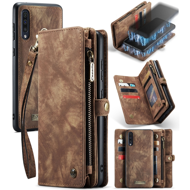 

CaseMe-008 Detachable Multifunctional Horizontal Flip Leather Case with Card Slot & Holder & Zipper Wallet & Photo Frame for Galaxy A50(Brown)