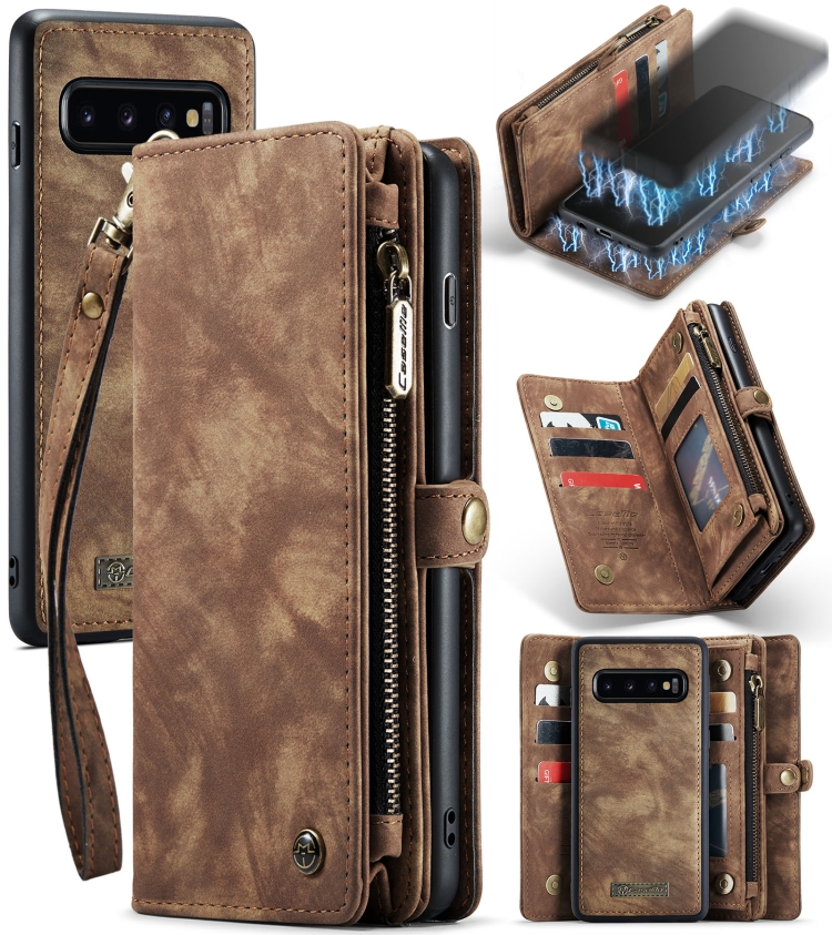 

CaseMe-008 Detachable Multifunctional Horizontal Flip Leather Case with Card Slot & Holder & Zipper Wallet & Photo Frame for Galaxy S10 5G(Brown)